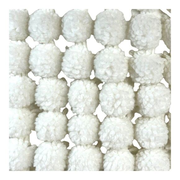 Vintage BOHO Handmade White Pom Pom Pillow Cushion Throw Fringe Cottage Core - Picture 6 of 6